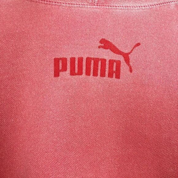 PUMA | Pale Red Distressed Hoodie Semi Cropped Sweatshirt Women’s Size X-Small - Picture 2 of 7